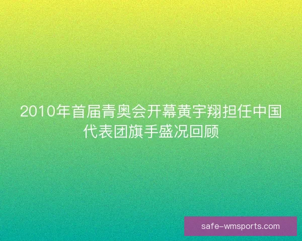 2010年首届青奥会开幕黄宇翔担任中国代表团旗手盛况回顾